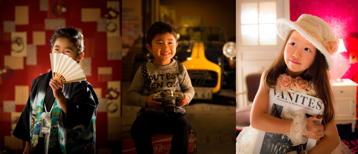 様々な技術で子供の笑顔写真を撮影する横山スタジオ
